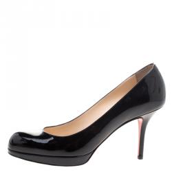 Pre Owned Christian Louboutin Black Patent Leather Prorata Pumps Size 38