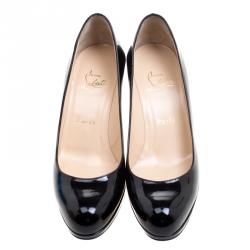 Pre Owned Christian Louboutin Black Patent Leather Prorata Pumps Size 38