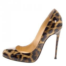 مملوكة مسبقًا Christian Louboutin Leopard Print Patent Leather Fifi Pumps Size 36.5