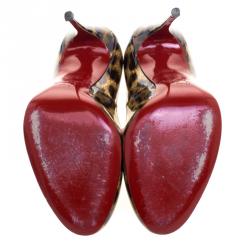 مملوكة مسبقًا Christian Louboutin Leopard Print Patent Leather Fifi Pumps Size 36.5