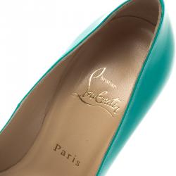 Pre Owned Christian Louboutin Green Patent Leather Bianca Platform Pumps Size 37