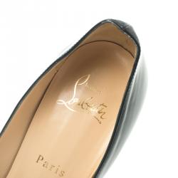 مملوكة مسبقًا Christian Louboutin Dark Blue Patent Leather Altadama Peep Toe Platform Pumps Size 39