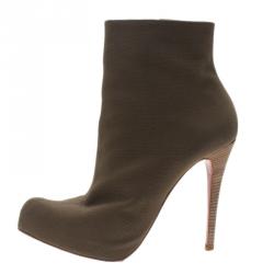 Pre Owned Christian Louboutin Green Canvas Boots Size 42