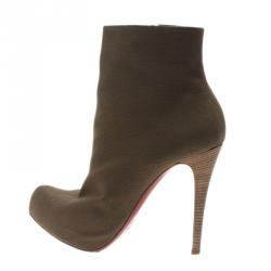 Pre Owned Christian Louboutin Green Canvas Boots Size 42