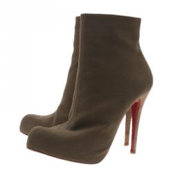 Pre Owned Christian Louboutin Green Canvas Boots Size 42