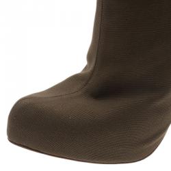 Pre Owned Christian Louboutin Green Canvas Boots Size 42