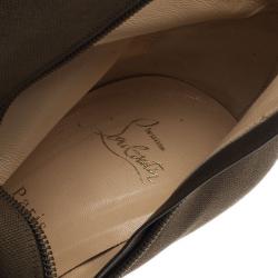 Pre Owned Christian Louboutin Green Canvas Boots Size 42