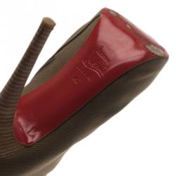 Pre Owned Christian Louboutin Green Canvas Boots Size 42