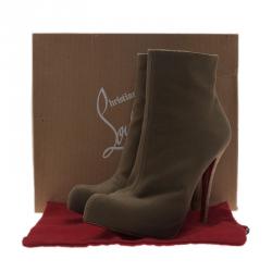 Pre Owned Christian Louboutin Green Canvas Boots Size 42