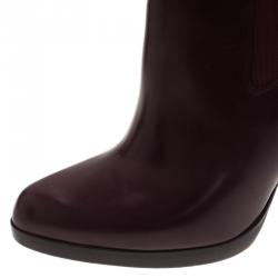 Pre Owned حذاء بوت كريستيان لوبوتان جلد أحمر داكن مقاس 41.5