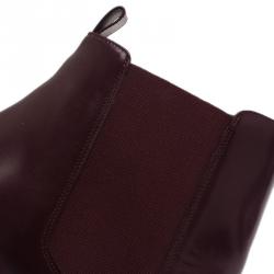 Pre Owned حذاء بوت كريستيان لوبوتان جلد أحمر داكن مقاس 41.5