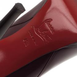 Pre Owned حذاء بوت كريستيان لوبوتان جلد أحمر داكن مقاس 41.5