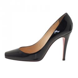 Pre Owned Christian Louboutin Black Patent Decollete 328 Pumps Size 39.5
