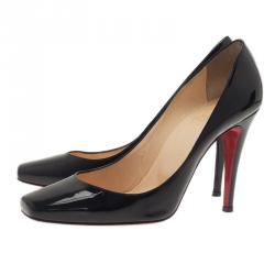 Pre Owned Christian Louboutin Black Patent Decollete 328 Pumps Size 39.5