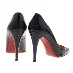 Pre Owned Christian Louboutin Black Patent Decollete 328 Pumps Size 39.5