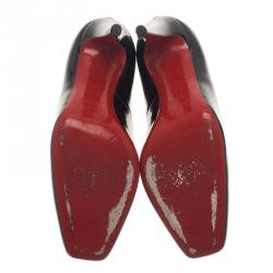 Pre Owned Christian Louboutin Black Patent Decollete 328 Pumps Size 39.5