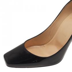 Pre Owned Christian Louboutin Black Patent Decollete 328 Pumps Size 39.5