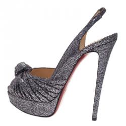 مملوكة مسبقًا صندل كريستيان لوبوتان جيني أسود براق نعل سميك و حزام خلفي مقاس 39