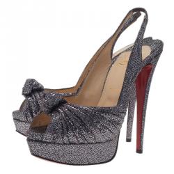 مملوكة مسبقًا صندل كريستيان لوبوتان جيني أسود براق نعل سميك و حزام خلفي مقاس 39