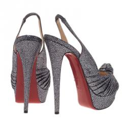 مملوكة مسبقًا صندل كريستيان لوبوتان جيني أسود براق نعل سميك و حزام خلفي مقاس 39