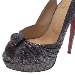 مملوكة مسبقًا صندل كريستيان لوبوتان جيني أسود براق نعل سميك و حزام خلفي مقاس 39