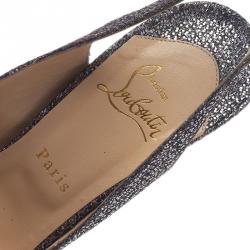 مملوكة مسبقًا صندل كريستيان لوبوتان جيني أسود براق نعل سميك و حزام خلفي مقاس 39