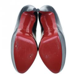 Pre Owned Christian Louboutin Black Leather Bianca Platform Pumps Size 38