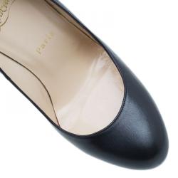 Pre Owned Christian Louboutin Black Leather Bianca Platform Pumps Size 38