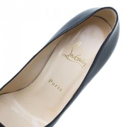 Pre Owned Christian Louboutin Black Leather Bianca Platform Pumps Size 38