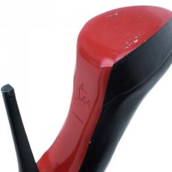 Pre Owned Christian Louboutin Black Leather Bianca Platform Pumps Size 38