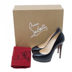 Pre Owned Christian Louboutin Black Leather Bianca Platform Pumps Size 38