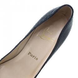 Pre Owned Christian Louboutin Black Watersnake Very Prive Peep Toe Pumps Size 39.5