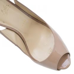 Pre Owned صندل كريستيان لوبوتان رقم بريف بفتحة خلفية جلد لامع بيج مقاس 37.5