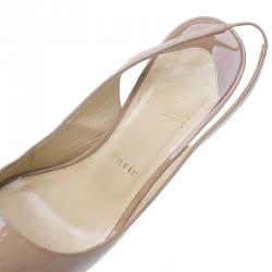 Pre Owned صندل كريستيان لوبوتان رقم بريف بفتحة خلفية جلد لامع بيج مقاس 37.5