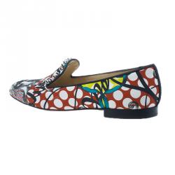 مملوكة مسبقًا Christian Louboutin Multicolor Fabric Sakouette Face Polka Dot Loafers Size 39