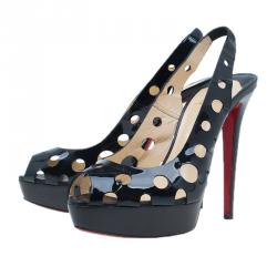 مملوكة مسبقًا Christian Louboutin Black Patent Ginza Platform Slingback Sandals Size 41