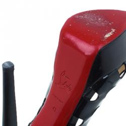 مملوكة مسبقًا Christian Louboutin Black Patent Ginza Platform Slingback Sandals Size 41