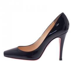 مملوكة مسبقًا Christian Louboutin Black Patent Particule Square Toe Pumps Size 36