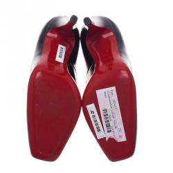 مملوكة مسبقًا Christian Louboutin Black Patent Particule Square Toe Pumps Size 36
