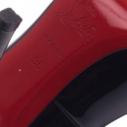 مملوكة مسبقًا Christian Louboutin Black Patent Particule Square Toe Pumps Size 36