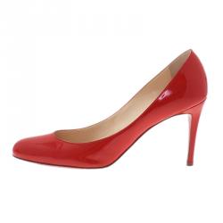 Pre Owned Christian Louboutin Red Patent Simple Pumps Size 39