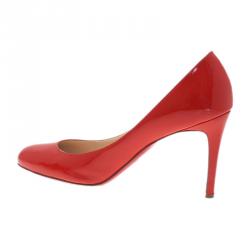 Pre Owned Christian Louboutin Red Patent Simple Pumps Size 39