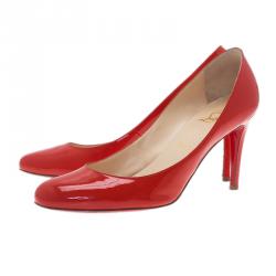 Pre Owned Christian Louboutin Red Patent Simple Pumps Size 39