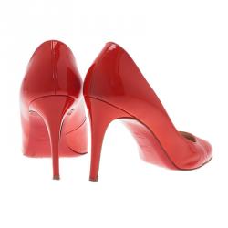 Pre Owned Christian Louboutin Red Patent Simple Pumps Size 39