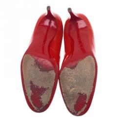 Pre Owned Christian Louboutin Red Patent Simple Pumps Size 39
