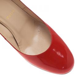 Pre Owned Christian Louboutin Red Patent Simple Pumps Size 39