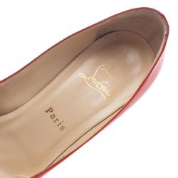 Pre Owned Christian Louboutin Red Patent Simple Pumps Size 39