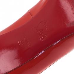 Pre Owned Christian Louboutin Red Patent Simple Pumps Size 39