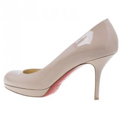 Pre Owned Christian Louboutin Nude Patent Prorata Pumps Size 39 