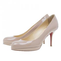 Pre Owned Christian Louboutin Nude Patent Prorata Pumps Size 39 
